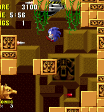 You do not have to hit Eggman here, you simply have to follow him, up this treacherous vertical passageway.
