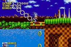 This is from the Gameboy Advance port of the game. Note the more limited view of Sonic's surroundings, due to a smaller screen resolution.