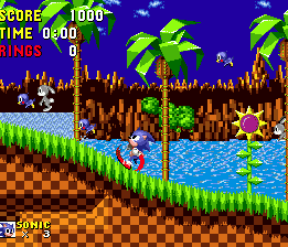 Sonic celebrates with a lap around Green Hill Zone, followed by some very happy animal friends.