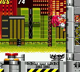 It's Knuckles! He can use his climbing abilities to scale the tall walls at the end of the act..