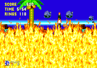 Flames soon engulf the whole screen from the bottom all the way to the top. This game certainly mixes things up a bit, doesn't it?