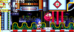 Knuckles sends Sonic toward the boss by switching on the elevator he just fell through.
