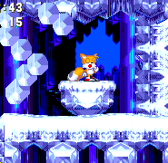 Finally, the platform will come crashing through a series of solid walls, otherwise unbreakable to Sonic and Tails.