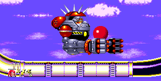 As Knuckles, this boss takes place, as the previous one did, on a slightly curved platform back down on Launch Base. It's a little easier, as Eggrobo swoops down toward you four times every first phase instead of two, allowing more opportunity to attack.