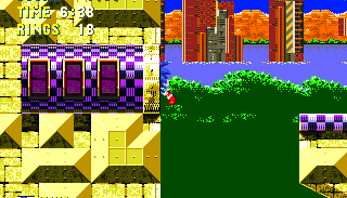 The final Special Stage ring is hidden in a slightly more out of the way spot beneath the second long rotating cylinder around the center of the map.