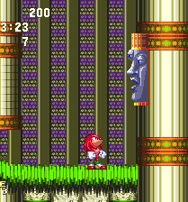 Knuckles will get stuck here - this statue head is simply too high him to reach and there's no way of climbing higher..