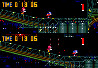 The race is held on two split screens as players dart through pint-sized courses.