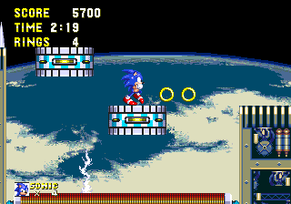 Act 2 appears to break away from the Death Egg entirely, as the only real feature of its background is the vast planet below.