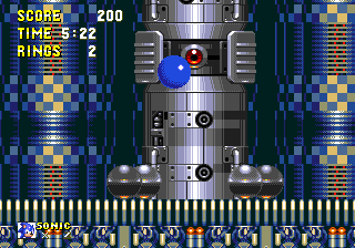 ..Wait for the orbs to drop to the base of the column. This is your chance to jump up high and hit the eyeball, carefully landing back to the side to avoid falling on the orbs..