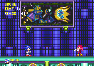 Knuckles awaits as Sonic enters a large room, and you'll soon realise that the time for tricks is over - He wants a full on scrap!