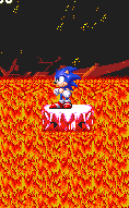 ..As soon as you reach the fourth pink platform, the screen immediately goes back to normal and you can now freely descend down the lava-fall without fear of death.
