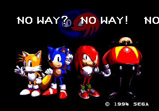 NO WAY? NO WAY! Plug Sonic 1 into its descendant and you'll be confronted by this, initially rather deflating screen..