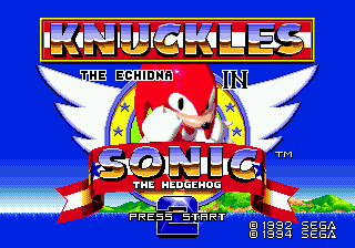 Knuckles the Echidna in Sonic the Hedgehog 2 title screen.