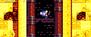 After the boss, Sonic walks through a corridor, but then plummets down a long shaft, leading directly to the Lava Reef Zone...