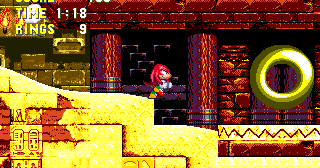 Knuckles can find this first ring by taking his alternate route from the start in Point #5.