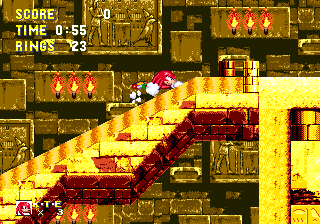 Knuckles must jump and glide up this sand slide in Point #7 in order to gain access to the next Special Stage ring.