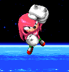 Knuckles only appears at the end of the credits if you got Super or Hyper Knuckles.