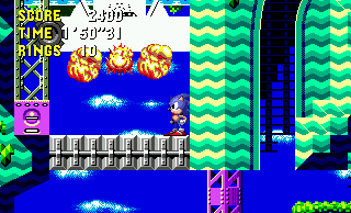 As soon as you get high enough, you'll hit Eggman's machine at the top and a platform will immediately appear below you to prevent you from falling back down..