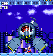 When the two blades are being outstretched diagonally, just underneath is the perfect place to stand, as Eggman is completely at your mercy.