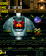 After three rounds, Eggman has no where left to go, so administer the final shot, while he's stuck in the ceiling.